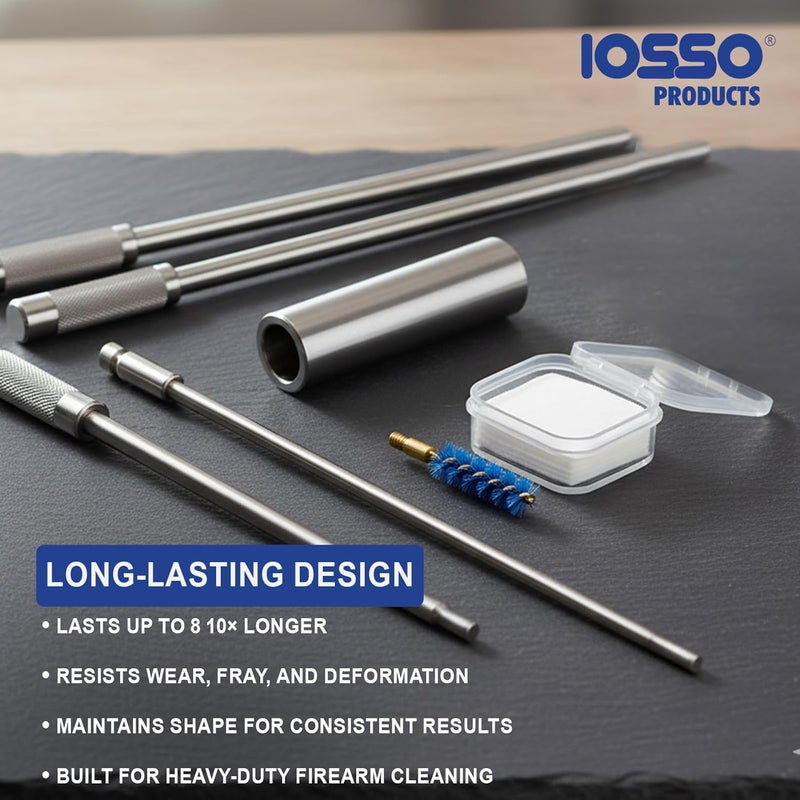 Iosso Premium Bore Brush – Blue Synthetic Fiber – Durable, Long-Lasting Tool for Gun Maintenance – Made in USA Bore Cleaning Brush (.357-9mm-PISTOL BORE Brush) - Image 4
